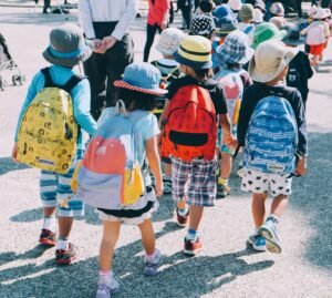 school kids walking